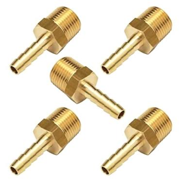 Imagem de 5 peças adaptador de tubo de rosca macho de latão, farpa de 1/4 polegada para rosca macho NPT de 3/8 polegada para compressor, gás, oficina de automóveis