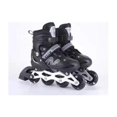 Imagem de Patins Roller Inline, Ajustável, Ideal para meninos e meninas, com bolsa, Patins 4 rodas patins. (Preto, P 28 ao 32)