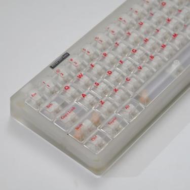 Imagem de Conjunto de 122 teclas foscas transparentes com perfil cereja vermelho para 60% 65% 75% teclado mecânico Cherry Mx Switches (branco)