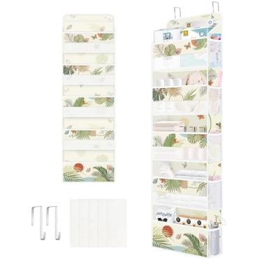 Imagem de Clastyle Organizador com folhas sobre a porta, organizador de armazenamento para berçário para mulheres, meninas, roupas, fraldas, brinquedos, armário, porta, prateleira, armazenamento para quarto