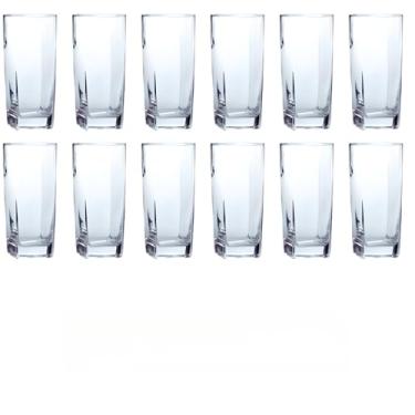 Imagem de Jogo De Copos Vidro Texas REFORÇADO Quadrado Luxo Transparente 320ml(12)