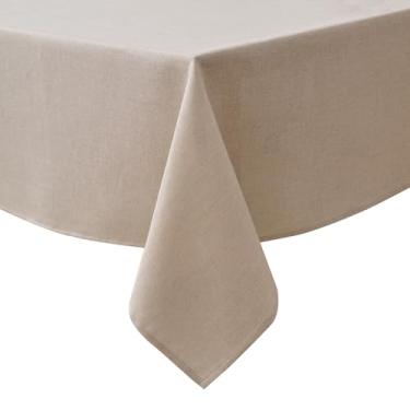 Imagem de NLMUVW Toalha de mesa retangular de linho, toalha de mesa texturizada rústica, resistente à água, para cozinha, jantar, festa, café, aveia, 137 x 272 cm