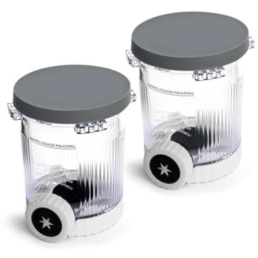 Imagem de aismile Copos de substituição de 473 ml com tampas de silicone – Pacote com 2 – Compatível com Ninja Swirl da série CREAMi NC701 – Recipientes livres de BPA, à prova de vazamento, freezer e