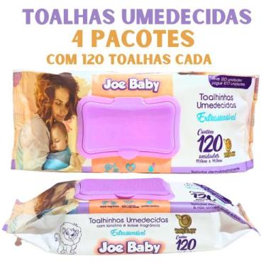 Imagem de Kit 480 Toalhas Umedecidas Joe Baby Extrassensível 19x14 cm