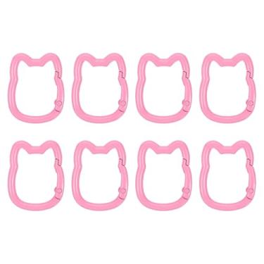 Imagem de PATIKIL Gancho de pressão, 8 peças de clipes de chaveiro em forma de gato fofo pequenos porta-chaves para bolsa, alça de bolsa, joias, acessórios de acampamento, rosa escuro