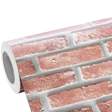 Imagem de Vinil Adesivo Tijolo Vermelho Marrom à Vista Realista 3D Lavável P/Revestimento de Parede
