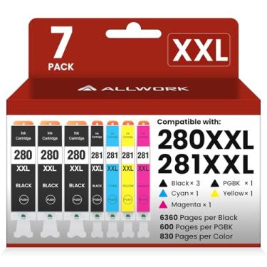 Imagem de ALLWORK 280XXL 281XXL Compatível com cartuchos de tinta Canon 280 e 281 PGI-280XXL CLI-281XXL para Canon TR8620a Cartuchos de tinta para Pixma TR8620 TR8520 TS6320 TR7520 TS6120 TS6220 TS8220 TS99 520