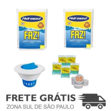 Imagem de Kit 2 Cloro Faz +1 Clorador + 5 Pastilhas 200Gr - HidroAzul