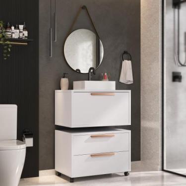 Imagem de Conjunto Gabinete para Banheiro com Rodizio, com Cuba de sobrepor e Es