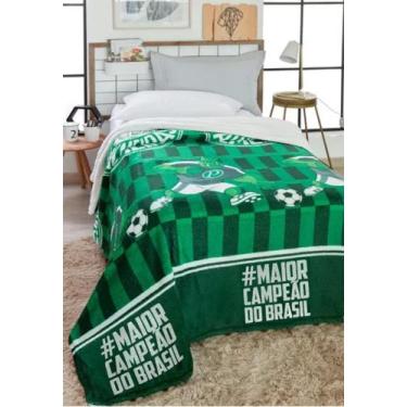 Imagem de Cobertor Solteiro Palmeiras Jolitex Com Sherpa 1,50x2,00 M