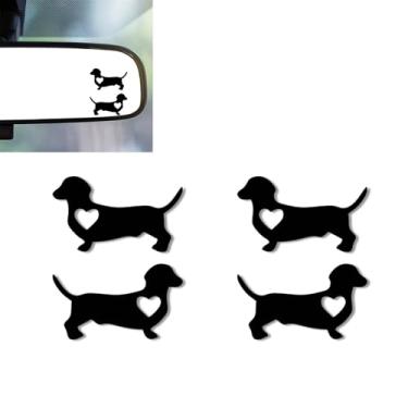 Imagem de 2 peças decalque de espelho de carro Dachshund, adesivo de espelhos retrovisores de carro, acessórios de carro Dachshund vinil adesivos e decalques fofos presentes para mulheres, homens, crianças