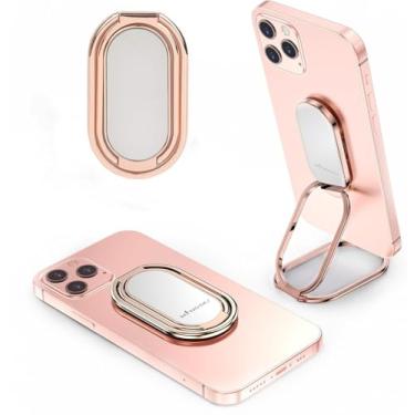 Imagem de MINDSKY Suporte de anel de telefone, suporte de dedo retrátil, rotação de 360°, ultrafino, suporte dobrável para celular para iPhone, iPad, smartphones, tablets