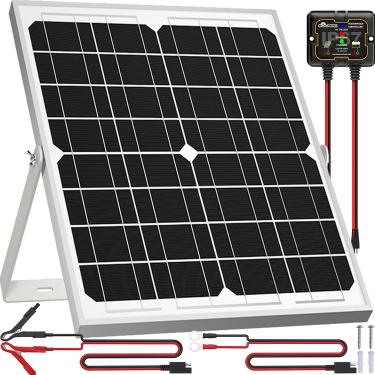 Imagem de Kit de painel solar Solperk 20 W 12 V, mantenedor de carregador de bateria solar + controle à prova d'água + suporte de montagem ajustável para barco, carro, trailer, motocicleta, veículos marítimos, automotivos