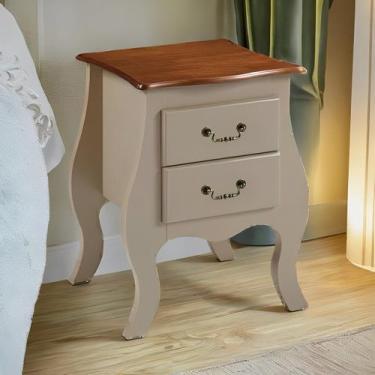 Imagem de Cômoda Bombê Mini 2 Gavetas - Nude (Off-White) com tampo Imbuia Glazer