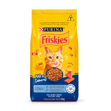 Imagem de Ração Friskies Para Gatos Adultos Mar de Sabores Atum, Salmão e Camarão 3kg