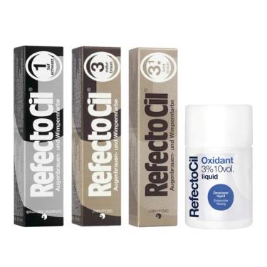 Imagem de Kit 3 Tinturas Refectocil Castanho Natural + Castanho Claro + Preto + Oxidante