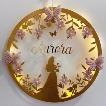 Imagem de Porta Maternidade Princesa 1 Led Acrílico e Espelho