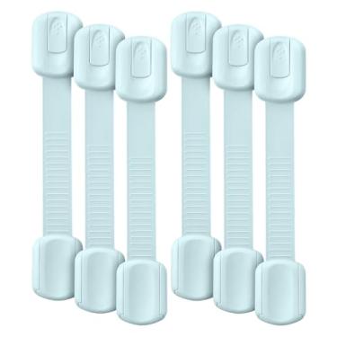 Imagem de Bates- Fechaduras de alça de segurança para crianças, pacote com 6, fechaduras de armário de bebê rosa, fechaduras de banheiro à prova de bebê, fechaduras de gaveta à prova de crianças, fechaduras de
