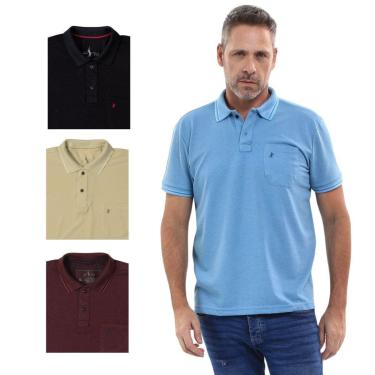 Imagem de Kit 4 Camisa Polo Masculina Pique Premium com Bolso Casual-Masculino