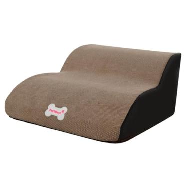 Imagem de MFMEXUL Escada para Cães com 2 Degraus para Cama Alta E Sofá, com Capa Lavável, Degraus de Espuma de Alta Densidade para Cães, Degraus para Animais de Estimaç, Camelo