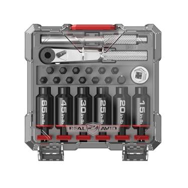 Imagem de Real Avid Kit de limitador fixo Smart-Torq e chave de fenda X3 – Conjunto de ferramentas de chave de fenda de torque e chave de catraca com 6 limitadores de torque fixos, 12 bits, soquete de 1/5.1 cm