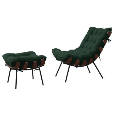 Imagem de Poltrona Costela Adão Com Puff Veludo Verde