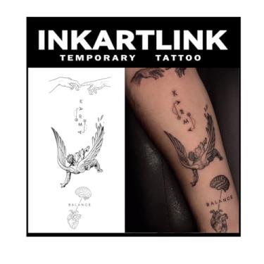 Imagem de INKARTLINK Tattoo Tech, tatuagem semipermanente grande de 2 folhas, tatuagens temporárias, duram de 1 a 2 semanas, à prova d'água, visual realista, sem adesivo, sem reflexo (design religioso)109