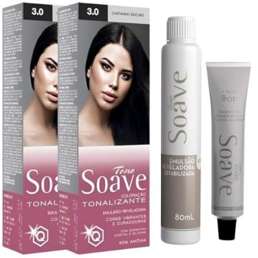 Imagem de Coloração Capilar Tonalizante Sem Amônia Tono Soave Capelli 2 Und (3.0 Castanho Escuro)