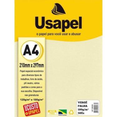 Imagem de Papel verge a4 180g com 50 folhas cor palha - usapel