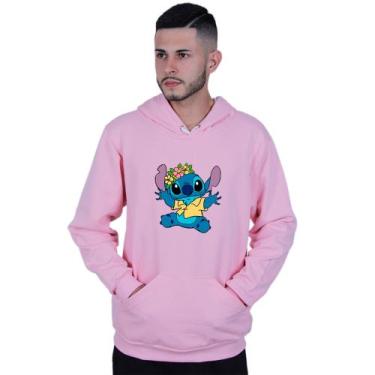 Imagem de Moletom Unissex Canguru Lilo Stitch Hawaiano - Lafre, Rosa claro, G