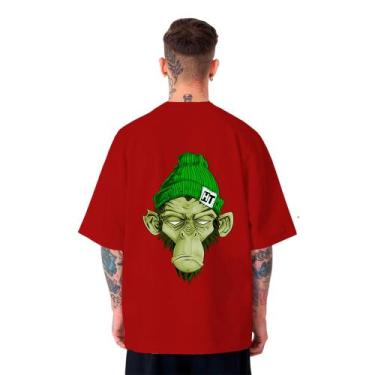 Imagem de Camiseta Oversized Masculina Chimpanzé Swag Skate - FSL.CONF, Vermelho