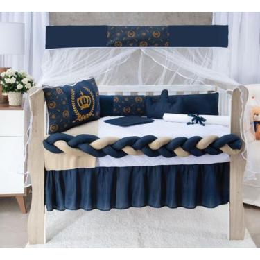 Imagem de Kit Berço Americano Bordado Com Trança Menino 11 Peças - João e Maria 