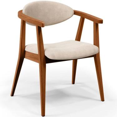 Imagem de Poltrona Decorativa Para Sala de Estar Jantar Cecília L02 Suede Bege -