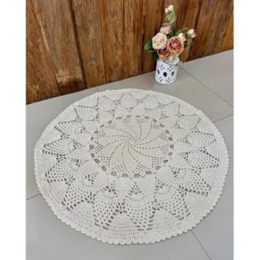 Imagem de Tapete Taça Abacaxi Redondo 1,10m Crochê Artesanal (Cru)
