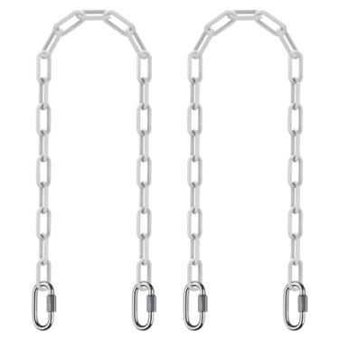 Imagem de SELEWARE 2 correntes suspensas de 152 cm com 4 mosquetões, correntes de suspensão revestidas de plástico com capacidade de 453 kg, kit de ferragens de rede para balanço, cadeira suspensa, sacos de