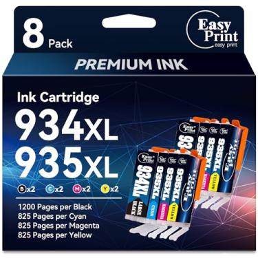 Imagem de Cartucho de tinta de substituição EASYPRINT compatível com HP 934 935 para HP 934XL 935XL, pacote combo compatível com HP Officejet Pro 6830 6230 6835 6812 6815 6820 6220 6800 (2BK, 2C, 2M, 2Y)