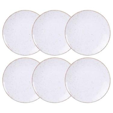 Imagem de Kit 6 Pratos de Sobremesa 21cm Porcelana Rústico Marrom Tramontina Decorado Cupê