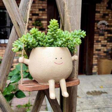 Imagem de Vaso de flores de resina suspenso UMESONG Swing Face Hanging