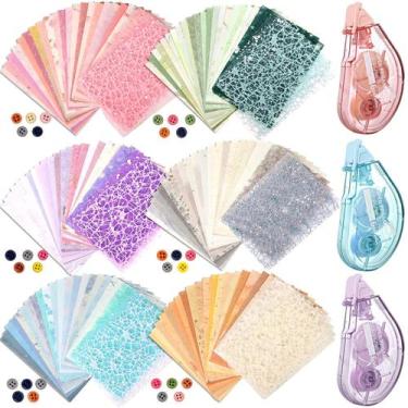 Imagem de Conjunto de papel para scrapbook Sublaga 156 folhas com tecido de malh