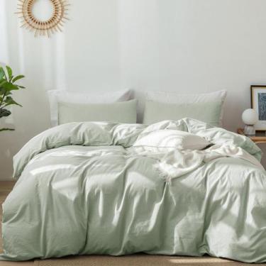 Imagem de Conjunto de capa de edredom MooMee Bedding 100% algodão lavado king si