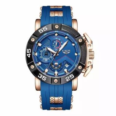 Imagem de Relógio Lige Esportivo com Pulseira de Silicone Aço inoxidável, Ouro