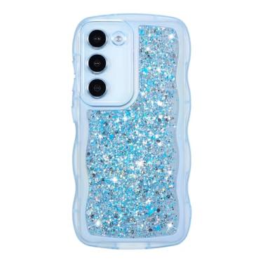 Imagem de ZTOFERA Capa para Samsung Galaxy S23 5G de 6,1 polegadas, lindo design ondulado encaracolado com lantejoulas com glitter, capa protetora de luxo à prova de choque e estética brilhante para Galaxy S23