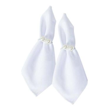 Imagem de Kit Anel Para Guardanapos Pérola Duplo Grande 4cm X 3cm Argola - Prata