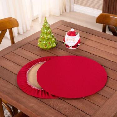 Imagem de Sousplat Capa E Base Mdf Basic Liso 35cm Diâmetro Tecido Oxford 100% P