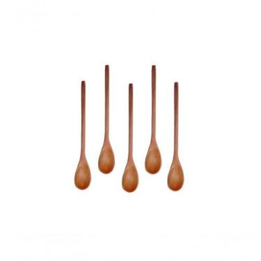 Imagem de Kit 5 Peças Colher De Pau Madeira Modelos Mingau 27 Cm