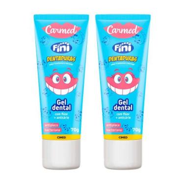 Imagem de Kit 2 Gel Dental Carmed Fini Dentaduras Sabor Framboesa e Morango com 
