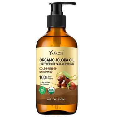 Imagem de Frasco de vidro orgânico de 240 ml de óleo de jojoba Yoken 100% puro