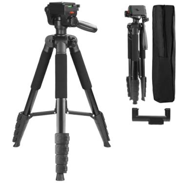 Imagem de MINICOR Tripé de câmera profissional de 170 cm com cabeça panorâmica de 3 vias com adaptador de 1/10.2 cm - tripé de alumínio de 5 seções para smartphones DSLRs inclui capa Oxford capacidade de carga