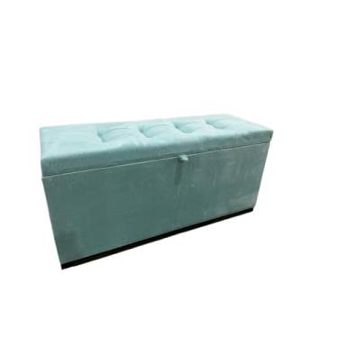 Imagem de Baú Organizador Decorativo para Quarto 1 Metro com Dobradiças com Pistão Em Veludo - Diversas Cores, Móveis Quarto(Verde menta,Rodízio com trava)