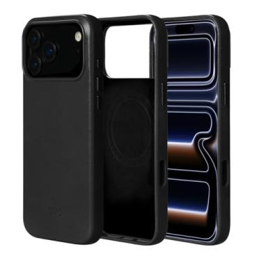 Imagem de alto Capa compatível com iPhone 17 Pro Max 2025, capa magnética de couro italiano compatível com Apple MagSafe, capa protetora contra quedas da série Clop (iPhone 17 Pro Max, 6,9 polegadas, preto